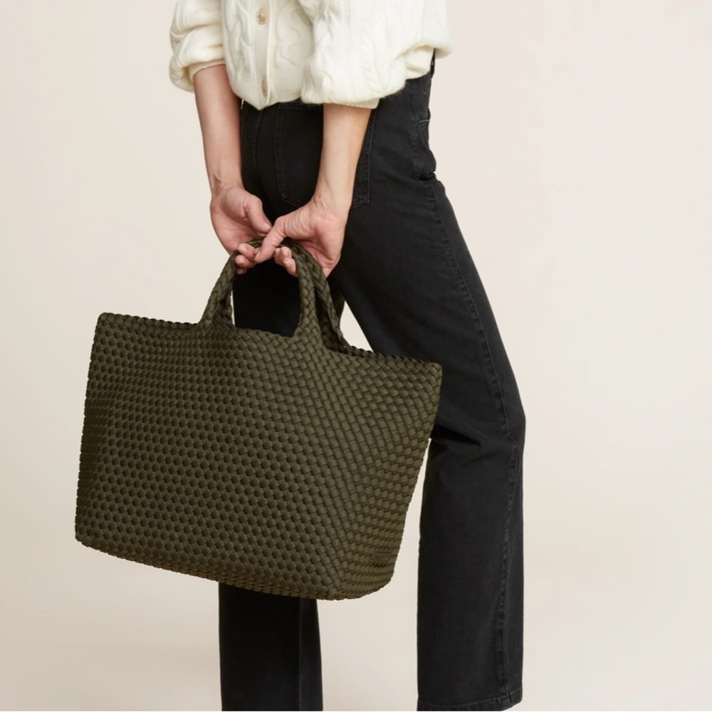 Naghedi Olive Woven Tote - Picture 2 of 8